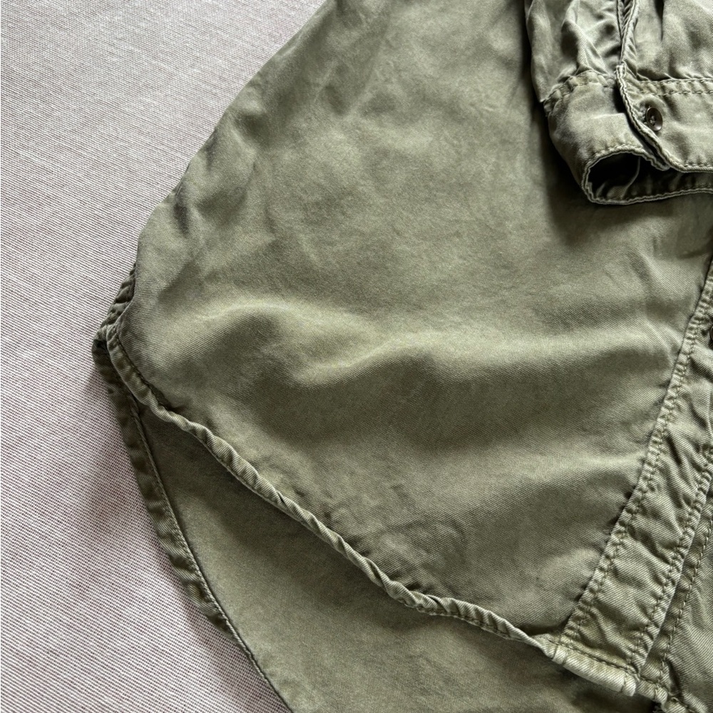 H&M olive army green work campus grunge long button up shirt size 4 - Picture 6 of 11
